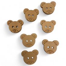 18mm Teddy Bear Head Wooden Buttons Knitting Sewing Crocheting Craft