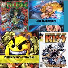 4 ARCHIVAL DVD ROMS COMICS Chaos Lady death, Evil Ernie, KISS