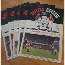 X 5 Manchester United Vintage Football Programmes. No's 1/2/3/13/15