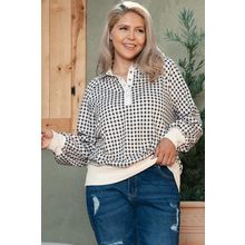Black Plus Size Two Tone Contrast Collared Pullover Sweatshirt