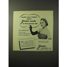 1950 Jensen Record Player Needle Ad - Double Profits