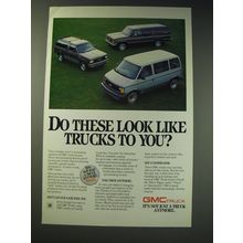 1987 GMC Suburban, Safari and S-15 Jimmy Ad - Do these look like trucks to you?