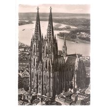 COLOGNE CATHEDRAL FROM THE AIR. Germany ..unused vintage postcard RP #