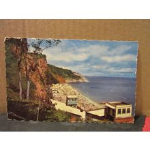 CLIFF RAILWAY AND BEACH ODDICOMBE, TORQUAY DEVON vintage used postcard 1963 pm =