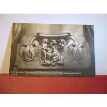 ABRAHAM & ISAAC, MISERERE SEAT, WORCESTER CATHEDRAL unused postcard by Frith =