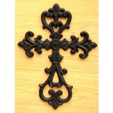 Medium Cast Iron Fleur De Lis Cross