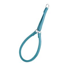 Dog Pet Round Leather Martingale Collar W1/3" - L18", Teal