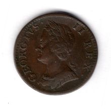 Great Britain. George II. Farthing 1754. Creased. dy16415