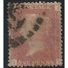 1858 SG43 1d Red Plate 163 Good Used Check Letters "II".