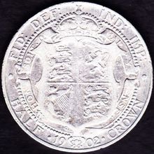 1902 Great Britain 1 Half Crown (2 & Half Shillings) Silver Coin