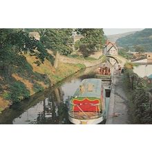 Boats Stationed at Llangolen Canal Welsh 1970s Postcard