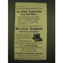 1918 Hammond Multiplex Typewiter Ad - No other typewriter