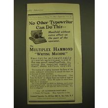 1918 Hammond Multiplex Typewiter Ad - No other typewriter can do this