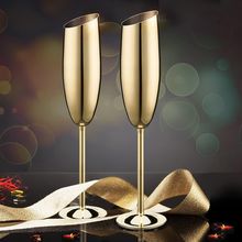 Elegant Gold Stainless Steel Champagne Flutes for Celebration Toasting Birthday