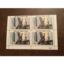 ICOLLECTZONE Wild Turkey Federation 1989 Stamp Plate Block VF NH