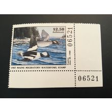 ICOLLECTZONE US 1987 Maine ME4 Plate Number Single Duck Stamp VF NH