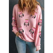 Pink Sequin Nutcracker Graphic Drop Shoulder Christmas Sweatshirt