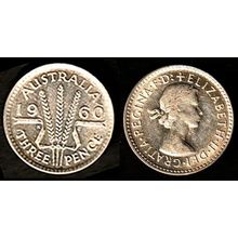 Australia Three Pence 1960 Used Coin 3d Wheatsheaf