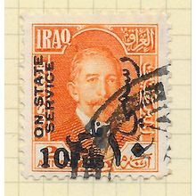 IRAQ 1932 ON STATE SERVICE OVERPRINT SURCHARGE KING FAISAL 10F USED