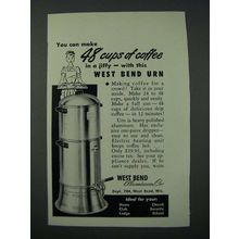 1949 West Bend Aluminum Coffee Urn Ad - 48 Cups of Coffee