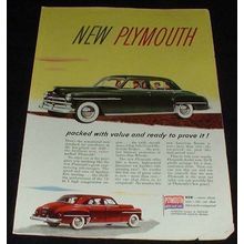 1950 Plymouth Car Ad, Packed with Value NICE!