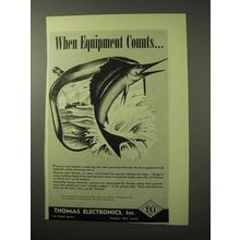 1950 Thomas Electronics Ad - When Equipment Counts