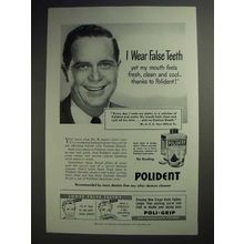1950 Polident Ad - I Wear False Teeth