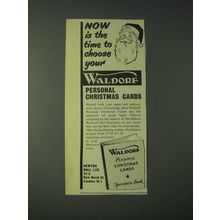 1958 Waldorf Personal Christmas Cards Ad - Now is the time to choose your