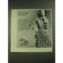 1974 Saks Fifth Avenue Sportdress Ad - Follow the lion print