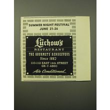 1960 Luchow's Restaurant Ad - Summer Night Festival