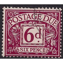 GB 1959 - 63 QE2 6d Purple Postage Due used Wmk 179 SG D63 ( F410 )