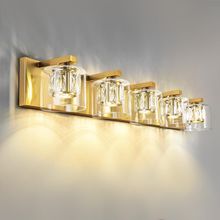 Modern Crystal Bathroom Vanity Lights,（ 5-Light Gold） Bathroom Light Fixtures ov