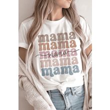 White mama Lettering Printed Crew Neck Tee
