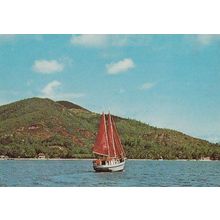 Schooner Boat on Seychelles Praslin Island Postcard