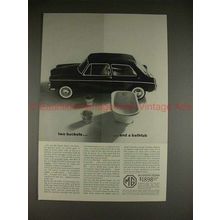 1963 MG Sports Sedan Ad - Two Buckets and a Bathtub!!