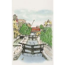Curved Bus on Camden High Street Lock London Painting Postcard