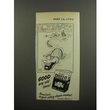 1953 Sunshine Cheeze-It Crackers Ad - Cartoon by Robert Day - Croccodile