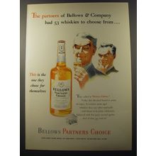 1953 Bellows Partners Choice Whiskey Advertisement
