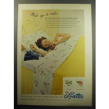 1957 Bates Flower Shower Sheets and Cases Ad - Wake up to Color