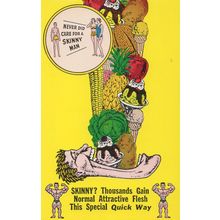 Skinny Muscle Man Dieting Secret Food Advertising Postcard