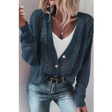 Real Teal Open Knit Drop Shoulder Sweater Cardigan