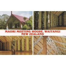 Maori Meeting House Waitangi New Zealand Postcard