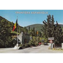 Spain Customs Border Borderline Frontera Espanyola Road Crossing Sign Postcard