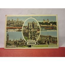 multiview, LONDON, used vintage postcard 1954 postmark /