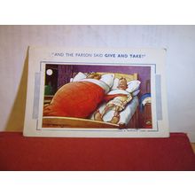 SAUCY SEASIDE POSTCARD used BAMFORTH & CO. no 1088 brown triangle 1954 pm bed =