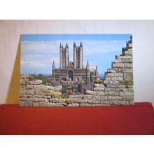 LINCOLN CATHEDRAL from Castle Keep used vintage postcard 1963 pm =