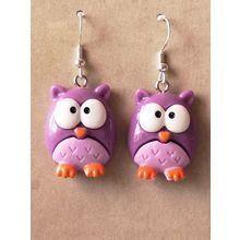 Owl Earrings Large Chunky Dangly Earrings With Silver Plated Hooks