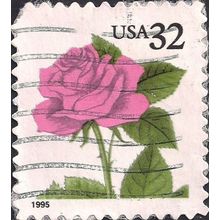 USA, FLOWERS, Pink Rose, white 1995, 32c