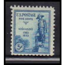 734 5c General Kosciuzko Barely Clears MNH O4025