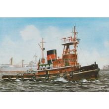 MT Hibernia Tug Boat Ship Watercolour Painting Limited Edition of 1650 Postcard